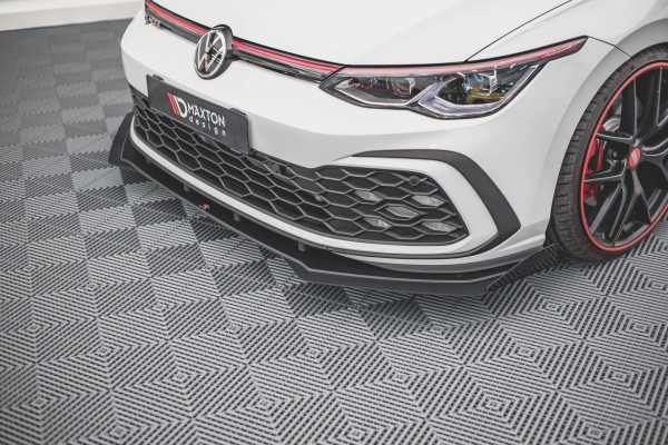 Robuste Racing Front Ansatz für passend +Flaps für Volkswagen Golf GTI / GTE / R-Line Mk8 schwarz Ho