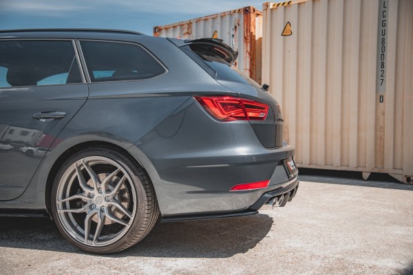 Heck Ansatz Flaps Diffusor V.2 für Seat Leon Cupra Mk3 FL Sportstourer schwarz Hochglanz