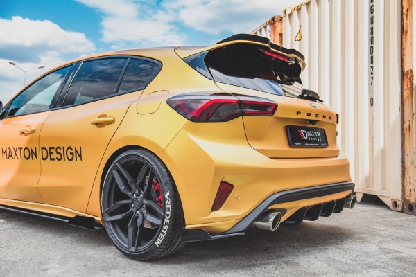 Robuste Racing Heck Ansatz Flaps Diffusor +Flaps für Ford Focus ST Mk4 schwarz Hochglanz