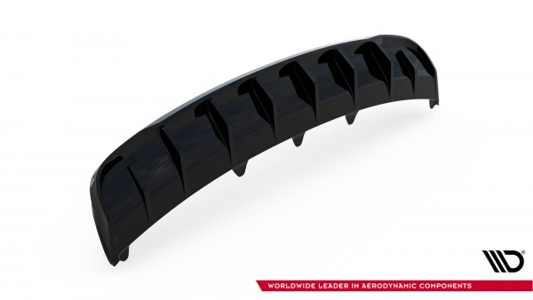 Diffusor Heck Ansatz für Audi A4 B8 Facelift (Version ohne Auspuff) schwarz Hochglanz