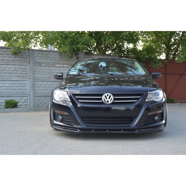 Front Ansatz V.1 für VW PASSAT CC vor Facelift, STANDARD STOßSTANGE schwarz Hochglanz