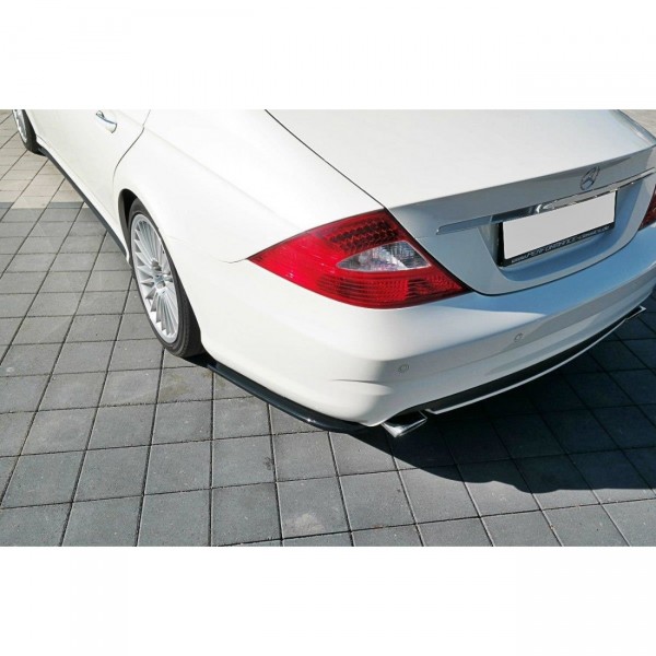 Heck Ansatz Flaps Diffusor für Mercedes CLS C219 55AMG schwarz Hochglanz