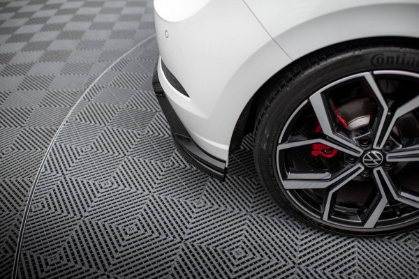 Heck Ansatz Flaps Diffusor für Volkswagen Polo GTI Mk6 Facelift schwarz Hochglanz