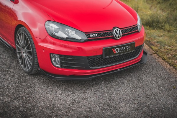 Robuste Racing Front Ansatz V.3 für passend +Flaps für Volkswagen Golf GTI Mk6 schwarz Hochglanz