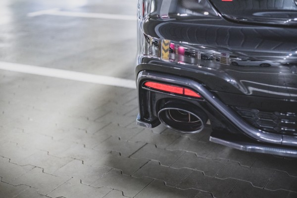 Heck Ansatz Flaps Diffusor für Audi RS5 F5 Facelift schwarz Hochglanz