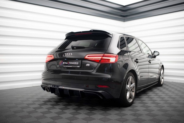 Diffusor Heck Ansatz für Audi A3 Sportback 8V Facelift (Version mit einseitigem Auspuffrohr)