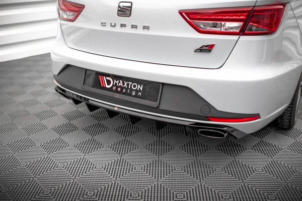 Diffusor Heck Ansatz für Seat Leon Cupra Sportstourer Mk3 schwarz Hochglanz