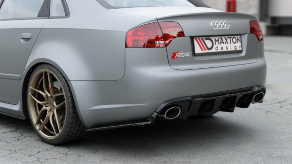 Heck Ansatz Flaps Diffusor V.2 für Audi RS4 Limousine B7 schwarz matt