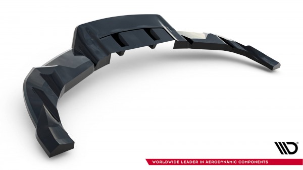 Hinten Splitter (mit einem vertikalem balken) V.2 für Tesla Model 3 Performance Mk1 Facelift schwarz