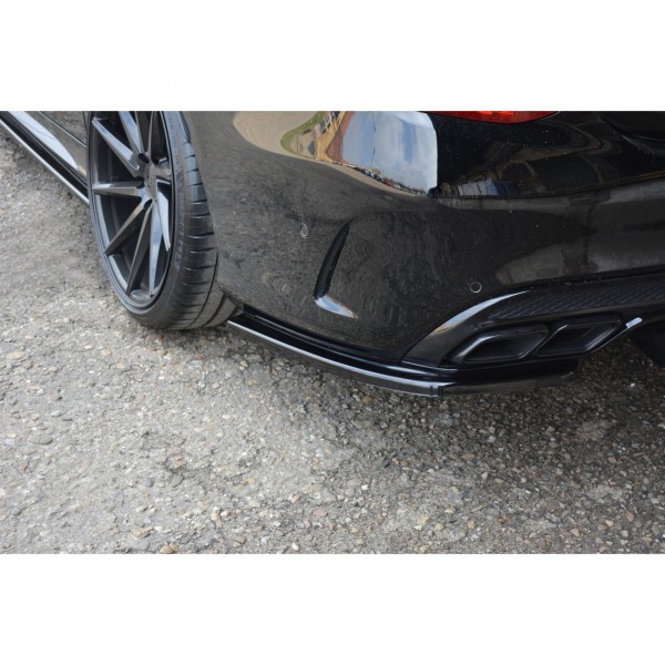 Heck Ansatz Flaps Diffusor für Mercedes-AMG C 43 Limousine W205 Facelift schwarz Hochglanz