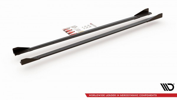 Robuste Racing Seitenschweller Ansatz für für + Flaps Volkswagen Polo GTI Mk6 schwarz Hochglanz