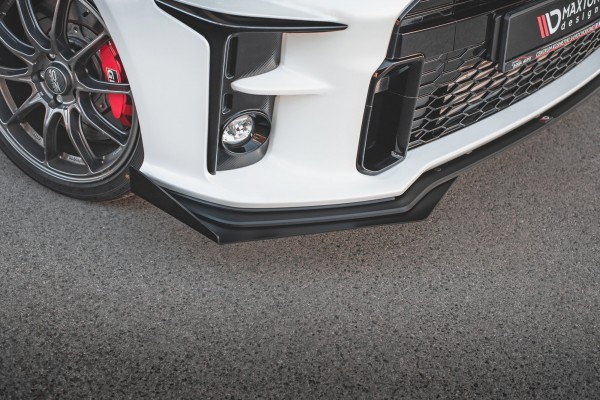 Robuste Racing Front Ansatz für passend +Flaps für Toyota GR Yaris Mk4 schwarz Hochglanz