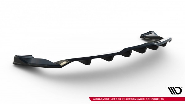 Hinten Splitter (mit einem vertikalem balken) V.1 für Tesla Model S Plaid Mk1 Facelift schwarz Hochg