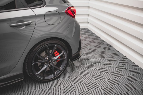 Heck Ansatz Flaps Diffusor V.2 für Hyundai I30 N Hatchback Mk3 Facelift schwarz Hochglanz