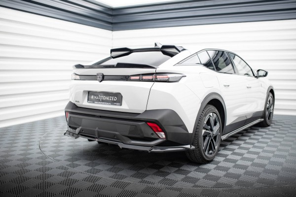 Hinten Splitter (mit einem vertikalem balken) für Peugeot 408 Mk1 schwarz Hochglanz