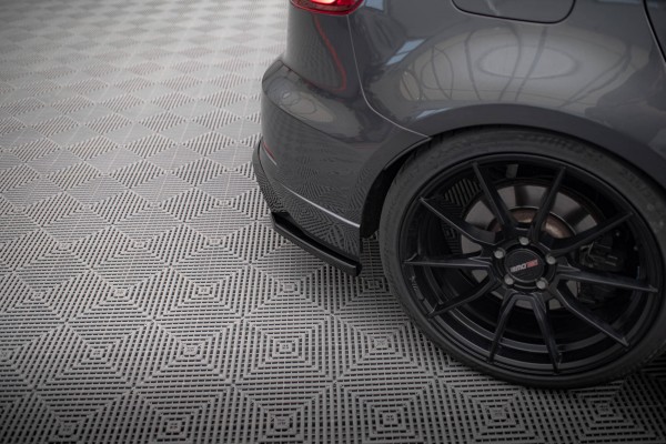 Heck Ansatz Flaps Diffusor V.2 für Audi S3 / A3 S-Line Sportback 8V Facelift schwarz Hochglanz