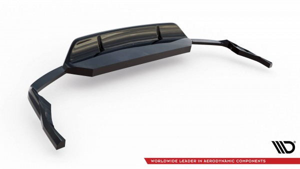 Hinten Splitter (mit einem vertikalem balken) für Audi SQ8 Mk1 schwarz Hochglanz