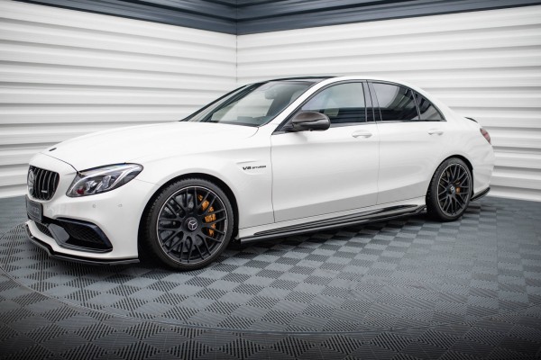 Seitenschweller Ansatz für V.2 für Mercedes-AMG C63 Limousine / Kombi W205 / S205 schwarz Hochglanz