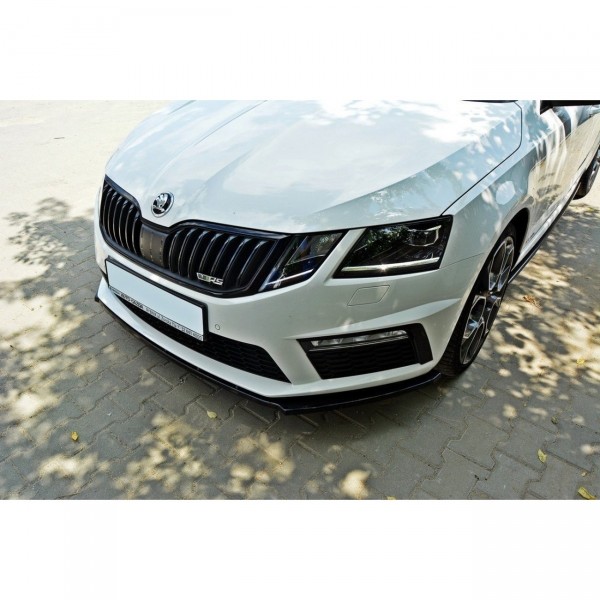 Front Ansatz passend für v.1 SKODA OCTAVIA III RS PREFACE/FACELIFT schwarz Hochglanz
