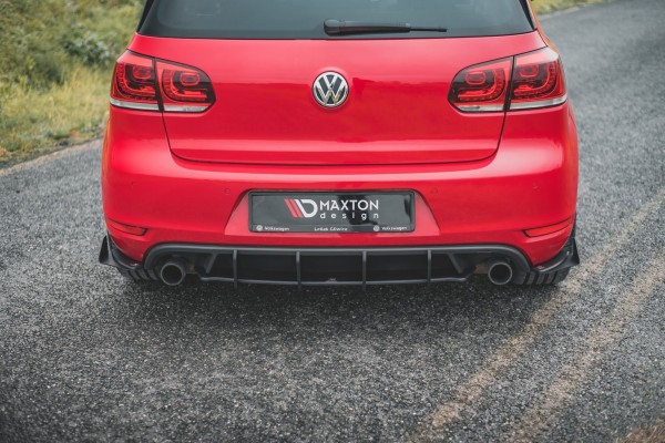 Robuste Racing Heck Ansatz Flaps Diffusor +Flaps für Volkswagen Golf GTI Mk6 schwarz Hochglanz