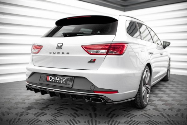 Heck Ansatz Flaps Diffusor V.2 für Seat Leon Cupra Sportstourer Mk3 schwarz Hochglanz