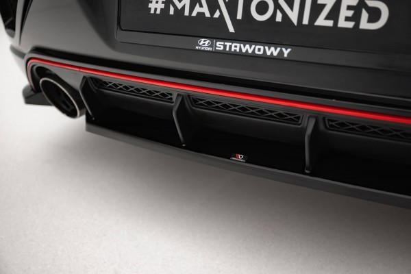 Mittlerer Diffusor Heck Ansatz für Hyundai Veloster N Mk2 schwarz Hochglanz
