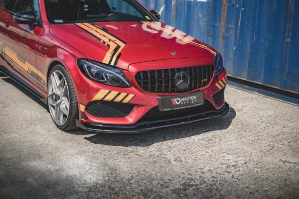 Robuste Racing Front Ansatz für passend +Flaps für Mercedes - AMG C43 Coupe C205 schwarz Hochglanz