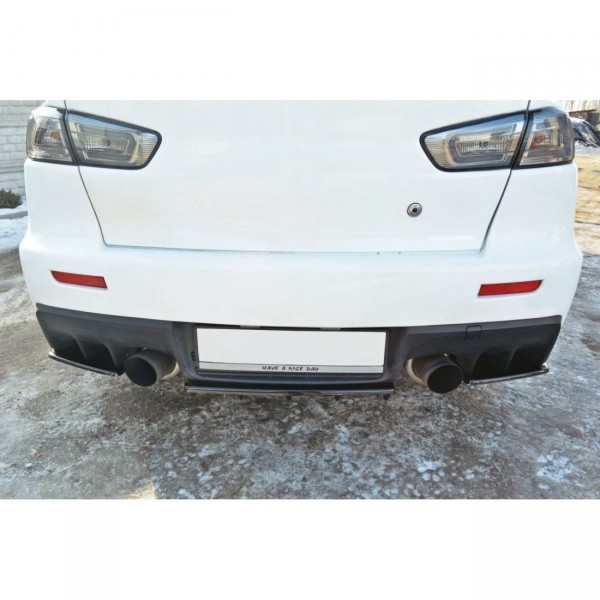 Heck Ansatz Flaps Diffusor für Mitsubishi Lancer Evo X schwarz Hochglanz