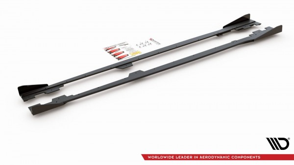 Robuste Racing Seitenschweller Ansatz für für + Flaps BMW 1er F21 M135i / M140i / M-Paket schwarz Ho