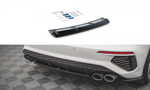 Mittlerer Diffusor Heck Ansatz für Audi S3 Sportback 8Y schwarz Hochglanz