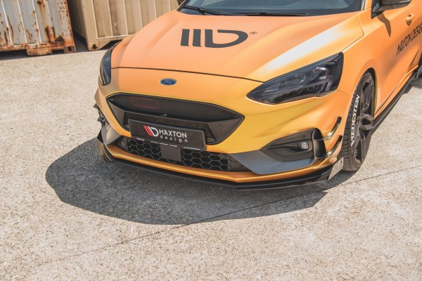 Robuste Racing Front Ansatz für passend +Flaps für Ford Focus ST / ST-Line Mk4 schwarz Hochglanz