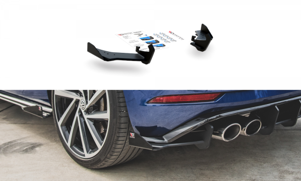 Robuste Racing Heck Ansatz Flaps Diffusor +Flaps für VW Golf 7 R Facelift schwarz Hochglanz