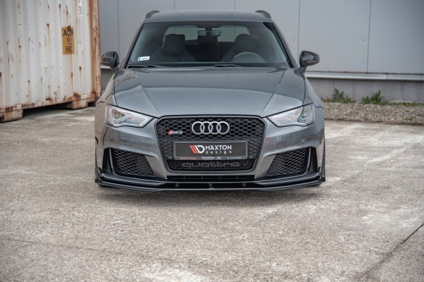 Robuste Racing Front Ansatz für passend +Flaps für Audi RS3 8V Sportback schwarz Hochglanz