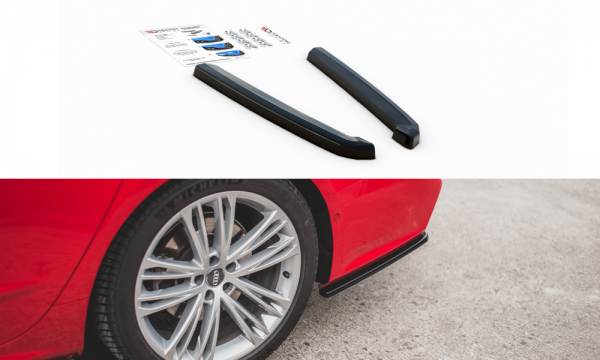 Heck Ansatz Flaps Diffusor für Audi A7 S-Line C8 / S7 C8 schwarz Hochglanz