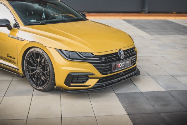 Robuste Racing Front Ansatz für passend +Flaps für Volkswagen Arteon R-Line schwarz Hochglanz