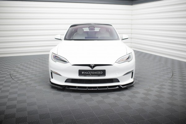 Front Ansatz V.1 für Tesla Model S Plaid Mk1 Facelift schwarz Hochglanz