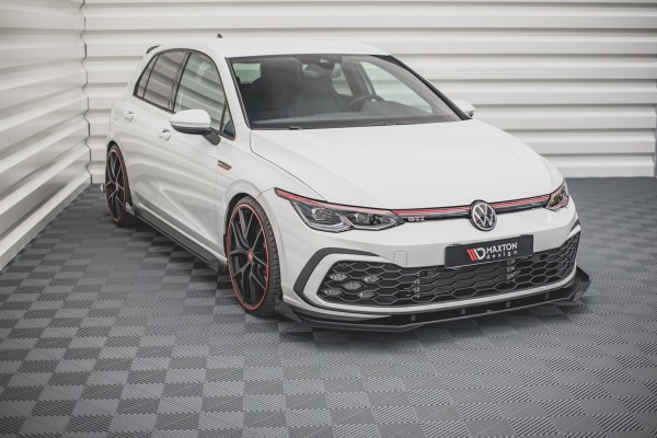 Robuste Racing Front Ansatz für passend +Flaps für Volkswagen Golf 8 GTI schwarz Hochglanz