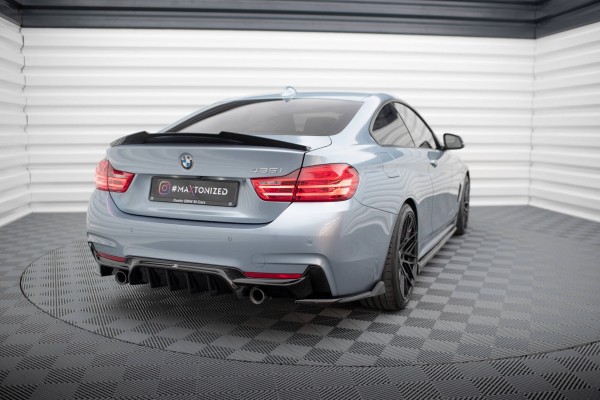 Heck Ansatz Flaps Diffusor V.5 für BMW 4er Coupe M-Paket F32 schwarz Hochglanz